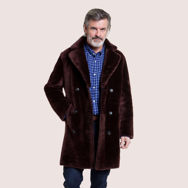 Mens Reversible Sheepskin Coat with Shearling Exterior and Rugged Interior Finishes - Shearland