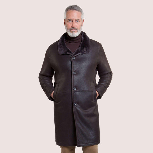 Mens Merino Sheepskin Coat with Simple Cut for Everyday and Evening Wear - Shearland